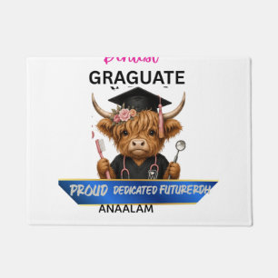 Personalised Highland Cow Dental Hygienist Graduat Doormat