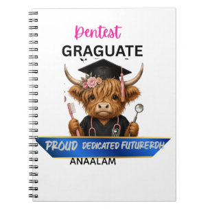 Personalised Highland Cow Dental Hygienist Graduat Notebook