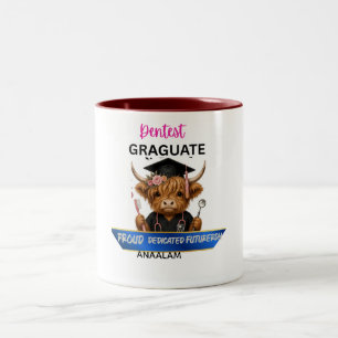 Personalised Highland Cow Dental Hygienist Graduat Two-Tone Coffee Mug