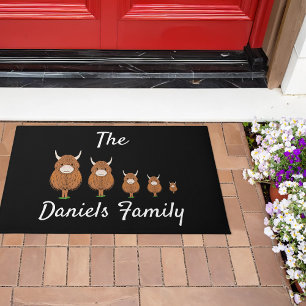 Personalised Highland Cow Family Door Mat