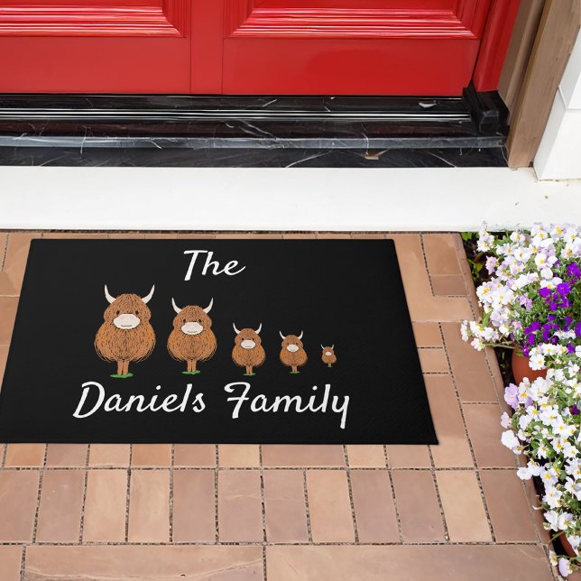 Personalised Highland Cow Family Door Mat (Creator Uploaded)