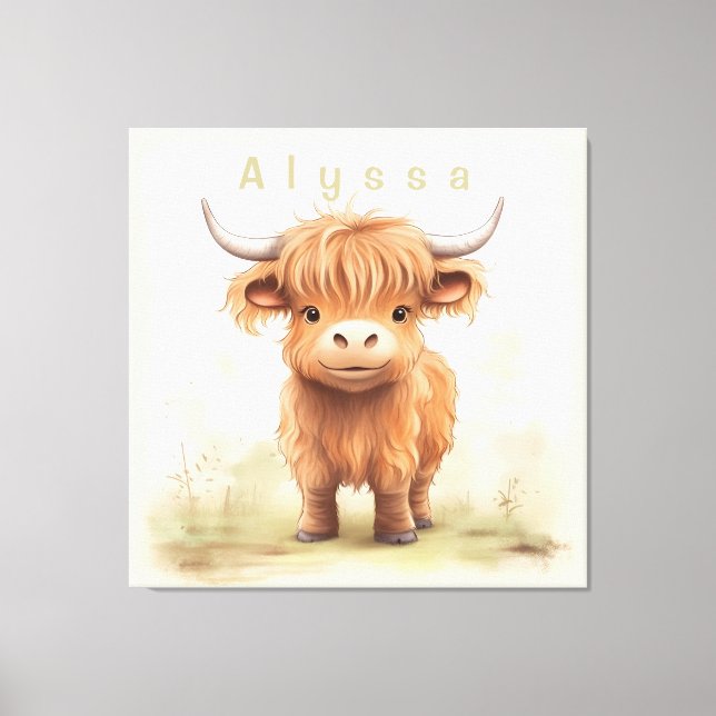 Personalised highland cow nursery wall art (Front)