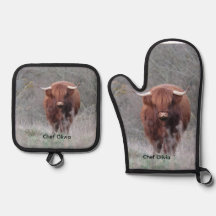 Personalised Highland Cow Oven Mitt & Pot Holder