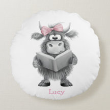 Personalised Highland Cow Reading Pillow