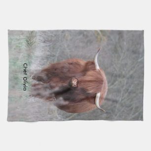 Personalised Highland Cow Teatowel Tea Towel
