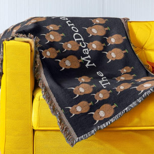 Personalised Highland Cow  Throw Blanket