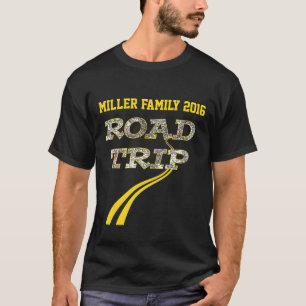 Personalised Highway Map Yellow Lines Road Trip T-Shirt
