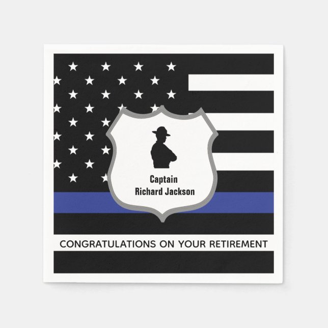 Personalised Highway Patrolman Flag Retirement   Napkin (Front)