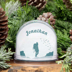 Personalised Hiker Silhouette Snow Globe Gift