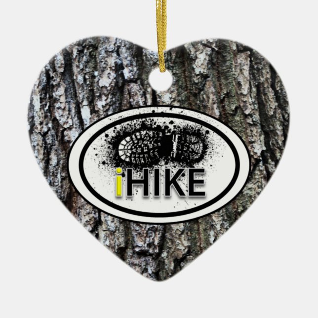 Personalised Hiking "iHIKE" Heart Ornament (Front)