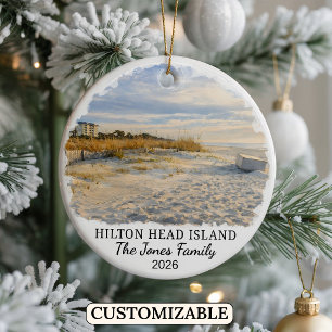 Personalised Hilton Head Island, South Carolina Ceramic Tree Decoration