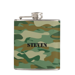 Personalised hip flask   Camouflage pattern design