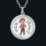 Personalised Hip Hop Dance Teacher Hiphop Class Silver Plated Necklace<br><div class="desc">Design features an original marker illustration of a girl hip hop dancer in a red jacket, baseball hat, and hiphop dance sneakers. Perfect for your favourite dancer, dance teacher, or studio owner! Don't see what you're looking for? Need help with customisation? Click "contact this designer" to have something created just...</div>