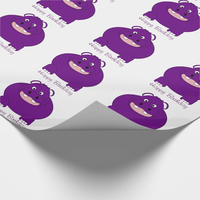Personalised Hippopotamus Design Wrapping Paper (Corner)