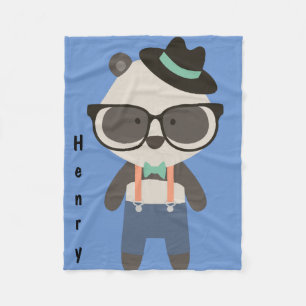Personalised Hipster Mr Cool Panda Bear Baby Fleece Blanket