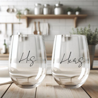 Personalised His And Hers  Stemless Wine Glass