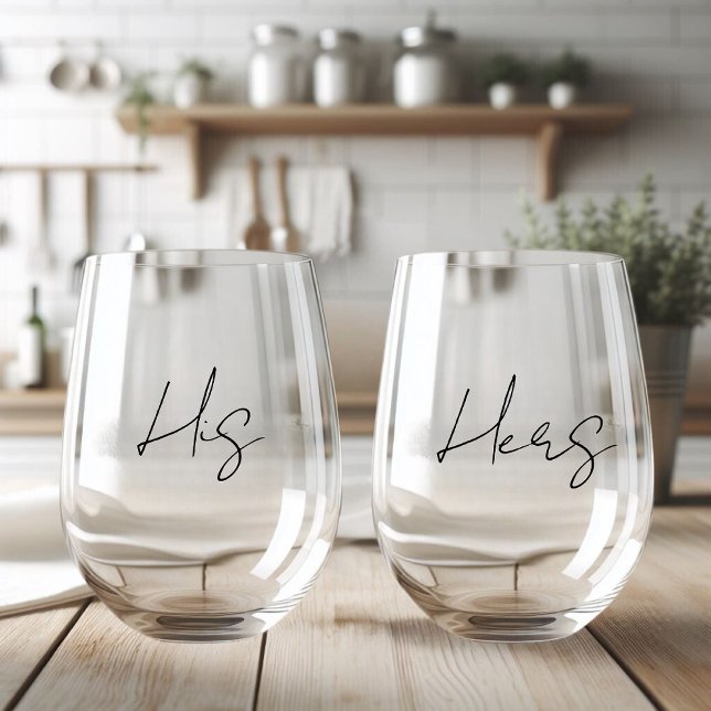 Personalised His And Hers  Stemless Wine Glass (Creator Uploaded)