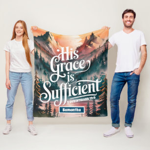 Personalised His Grace is Sufficient Christian Fleece Blanket
