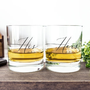 Personalised His & Hers Wedding Date Whiskey Glass