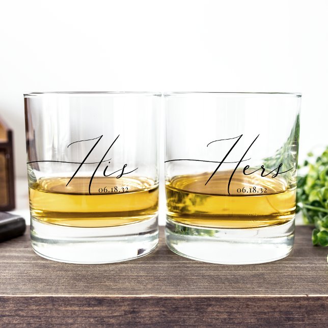 Personalised His & Hers Wedding Date Whiskey Glass (Creator Uploaded)