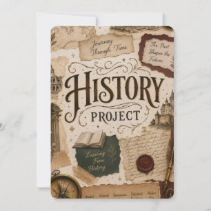 Personalised history Project invitation Vintage