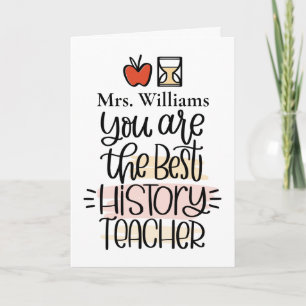 Personalised History Teacher Card. Thank You Card