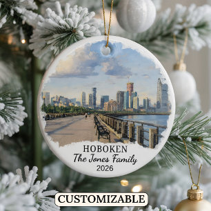 Personalised Hoboken Ornament, Custom New Jersey Ceramic Tree Decoration