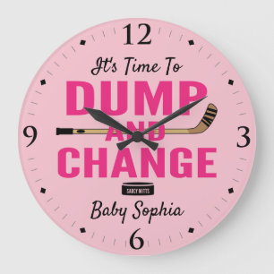 Personalised Hockey Baby Girl Name Dump and Change Large Clock