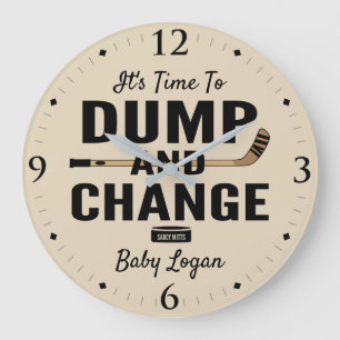 Personalised Hockey Baby Name Dump and Change Large Clock