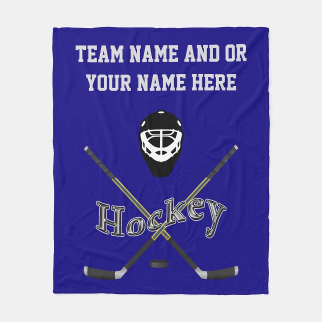 Personalised Hockey Blanket, Your TEXT and COLORS Fleece Blanket (Front)