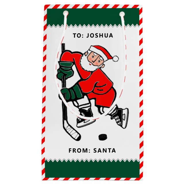 Personalised Hockey Christmas Small Gift Bag (Front)