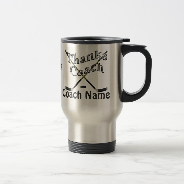 Personalised Hockey Coach Gifts with Name and Year Travel Mug (Right)