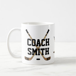 Personalised Hockey Coach Sticks and Puck Coffee Mug