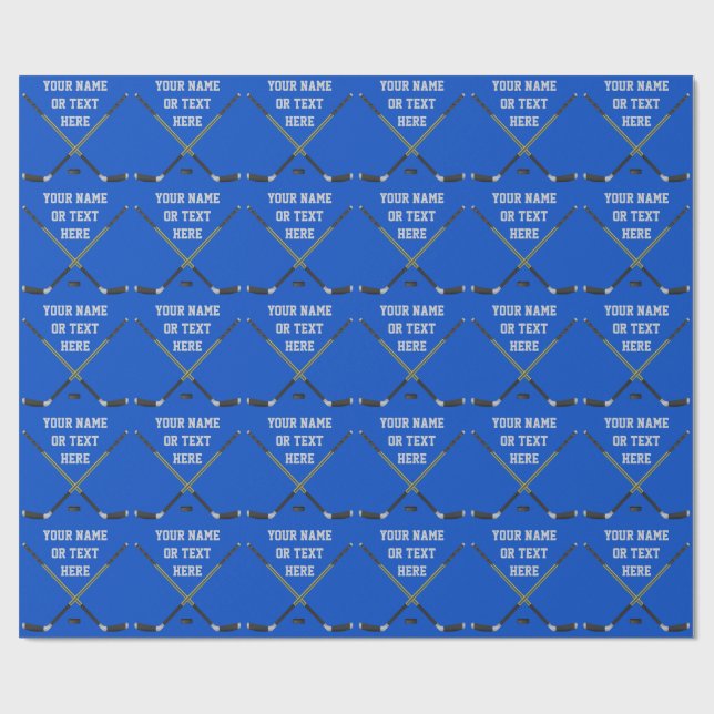 Personalised Hockey Gift Wrapping Paper, Your Text Wrapping Paper (Flat)