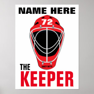 Personalised Hockey Goalie Mask Keeper Name Number Poster
