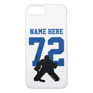 Personalised Hockey Goalie Name Number Blue iPhone 8/7 Case