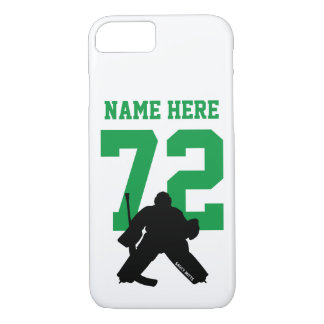 Personalised Hockey Goalie Name Number Green iPhone 8/7 Case