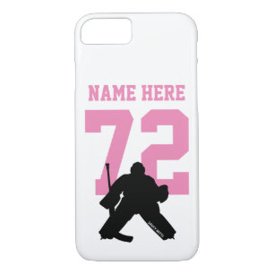 Personalised Hockey Goalie Name Number Pink iPhone 8/7 Case