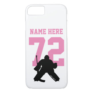 Personalised Hockey Goalie Name Number Pink iPhone 8/7 Case