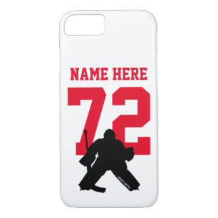 Personalised Hockey Goalie Name Number Red iPhone 8/7 Case