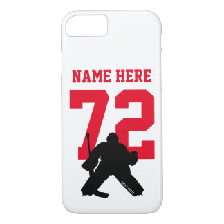 Personalised Hockey Goalie Name Number Red iPhone 8/7 Case