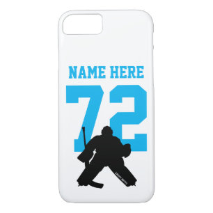 Personalised Hockey Goalie Name Number Turquoise iPhone 8/7 Case