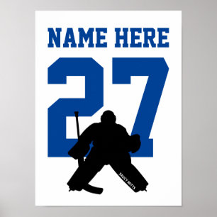 Personalised Hockey Goalie Player Number Blue Poster