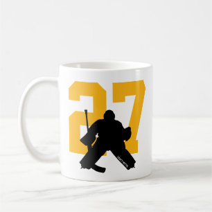 Personalised Hockey Goalie Player Number Gold Coffee Mug