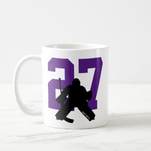 Personalised Hockey Goalie Player Number Purple Coffee Mug