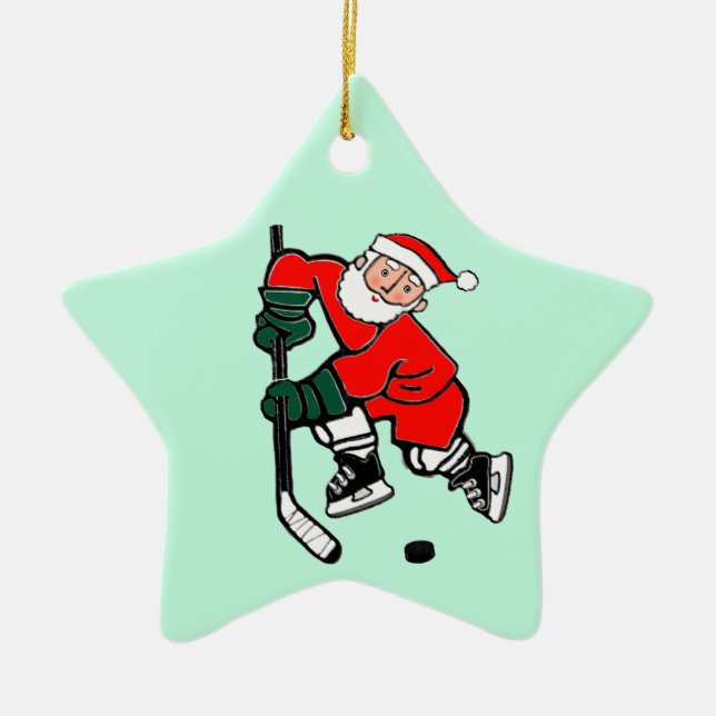 Personalised Hockey Holiday Gift Ceramic Tree Decoration (Front)