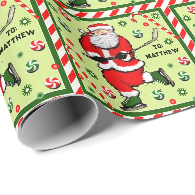 Personalised Hockey Holiday Gift Wrapping Paper (Roll Corner)