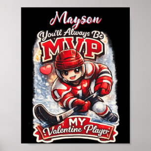 Personalised Hockey MVP My Valentine Player Poster