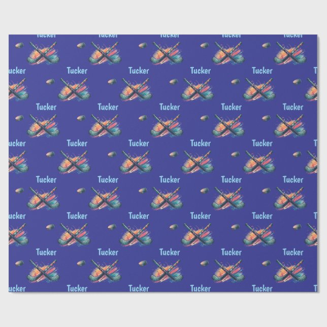 Personalised Hockey Name Wrapping Paper Roll (Flat)