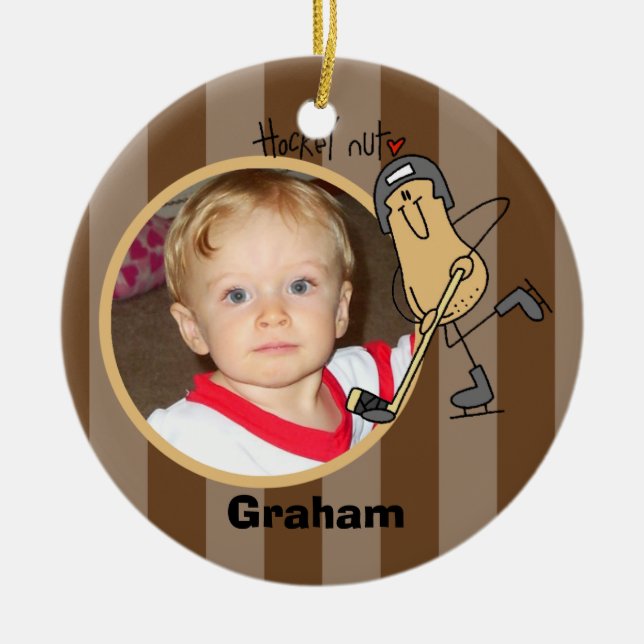 Personalised Hockey Nut Photo Ornament (Front)